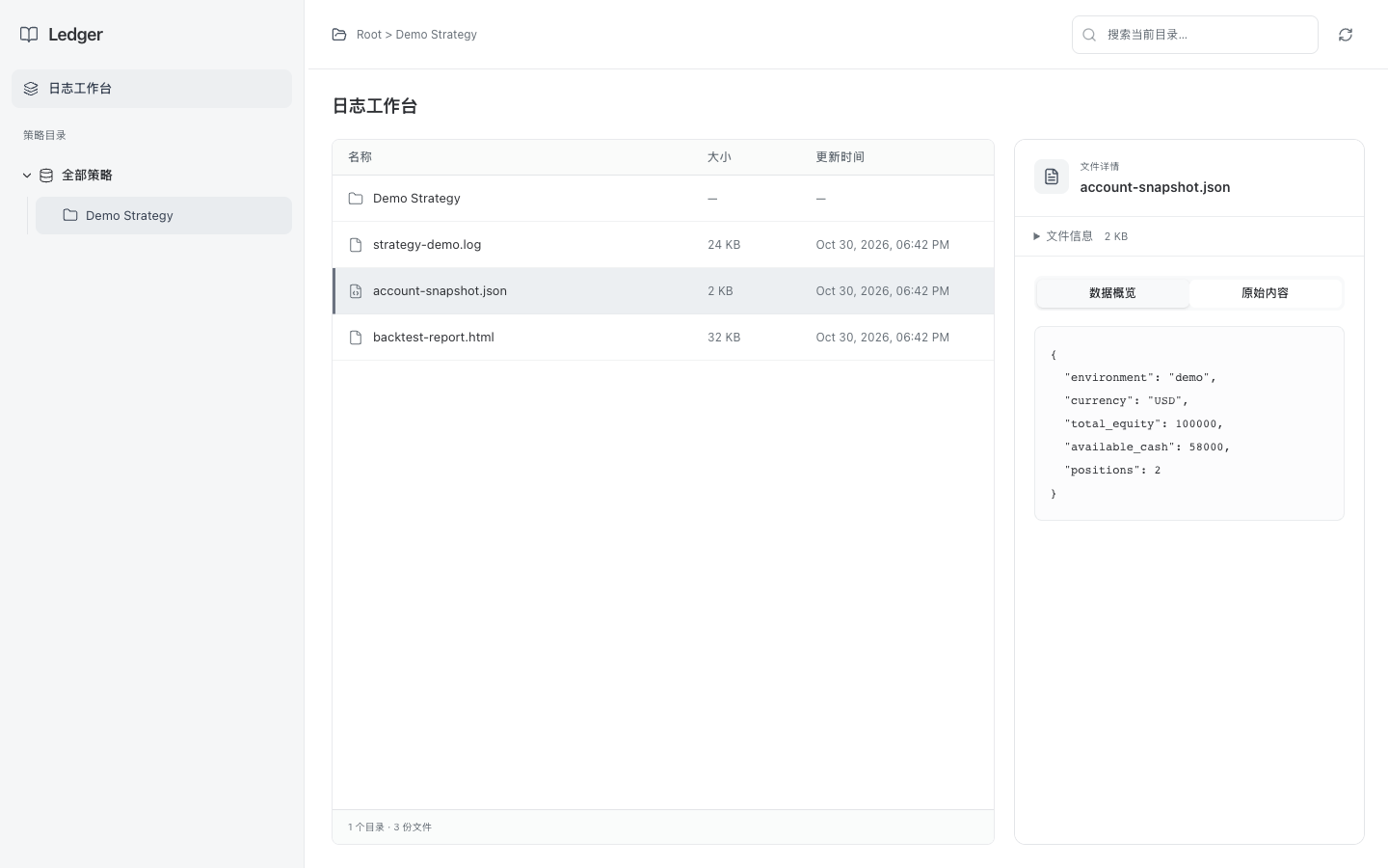 Ledger 原文预览: 产品界面,模拟数据